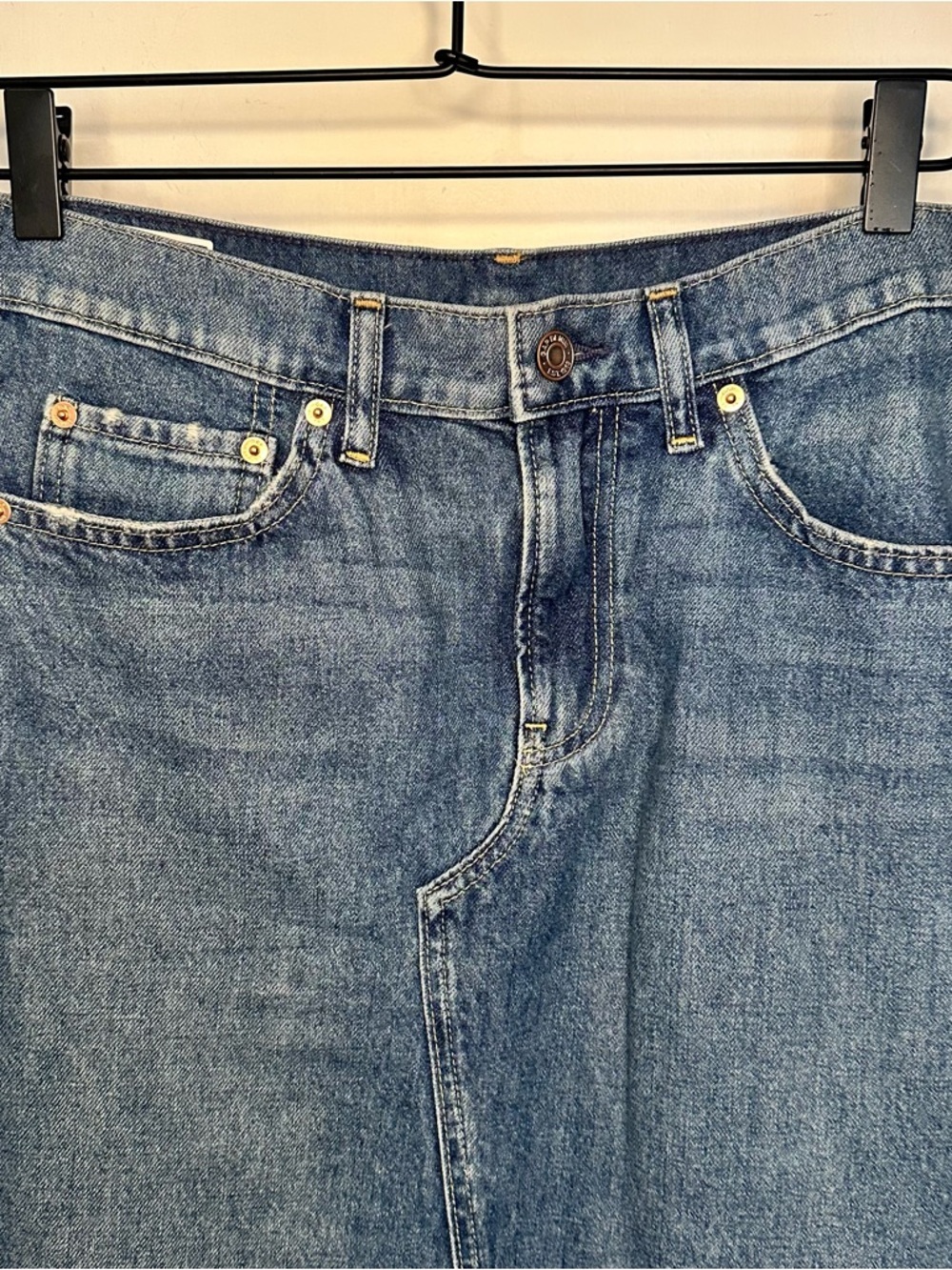 GAP Blue Denim Maxi Skirt with Front Slit - Picture 3 of 9